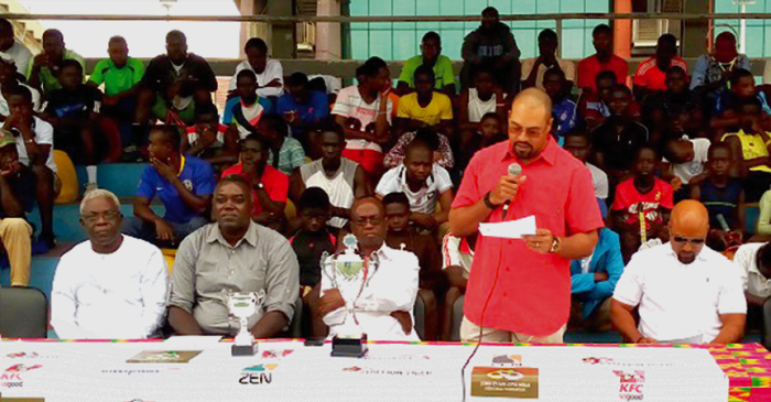 A board member of the Atta Mills Foundation, Kodwo Mills, addressing yesterday's launch